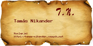 Tamás Nikander névjegykártya